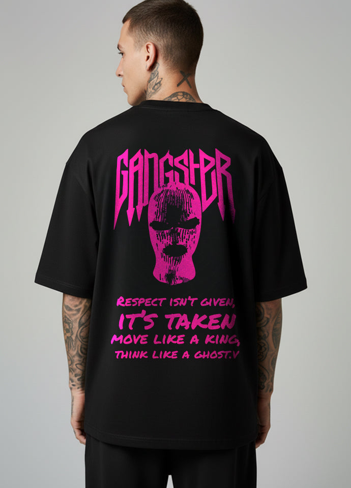 Tricou Oversize Negru – Gangster Mask Pink