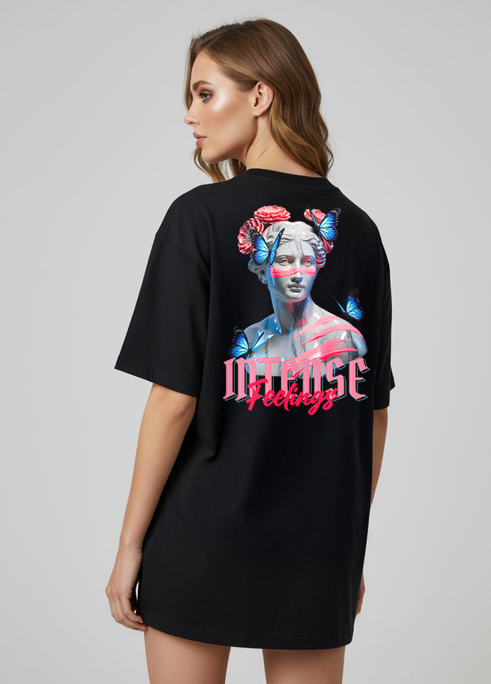 Tricou Oversize Negru – Intense Feelings