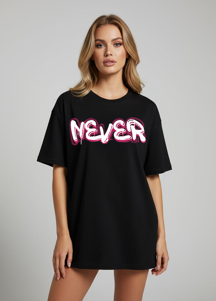 Tricou Oversize Negru – Never Grow Up