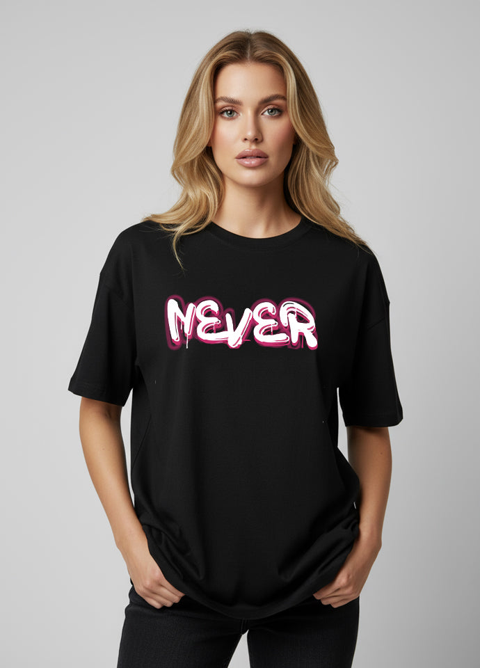 Tricou Oversize Negru – Never Grow Up