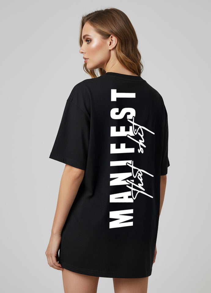 Tricou Oversize Negru – Manifest That Sh*t