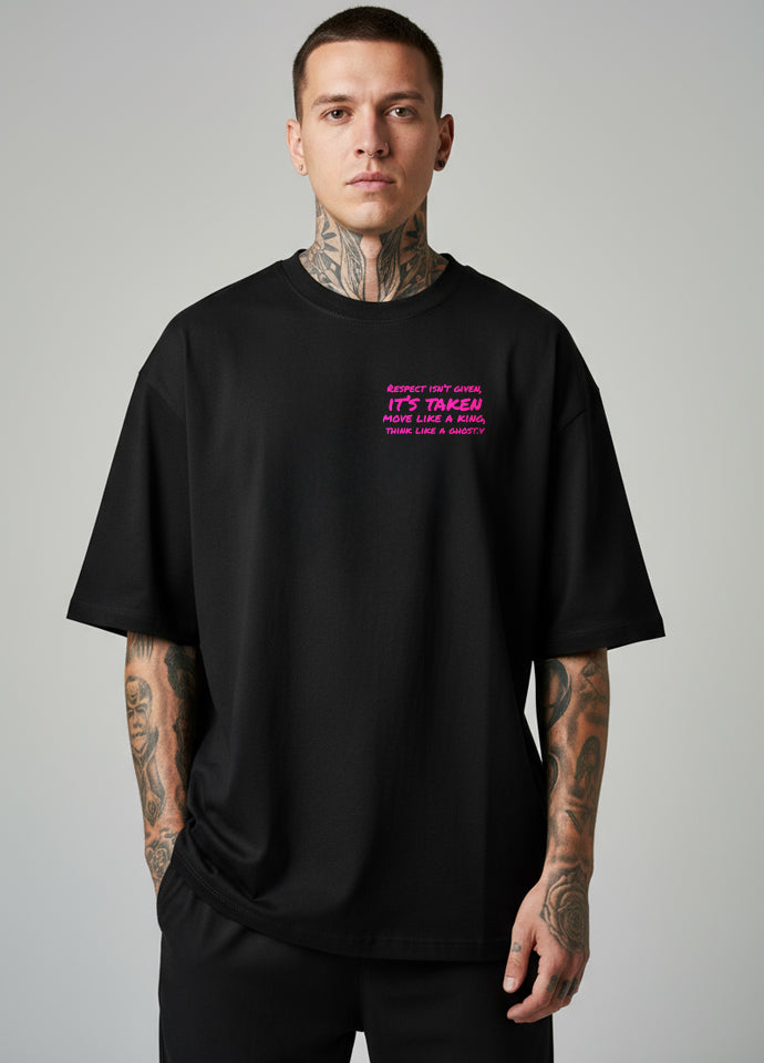 Tricou Oversize Negru – Gangster Mask Pink