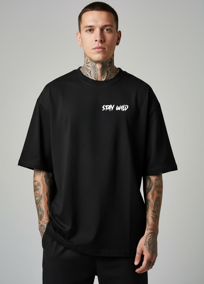 Tricou Oversize Negru – Stay Wild