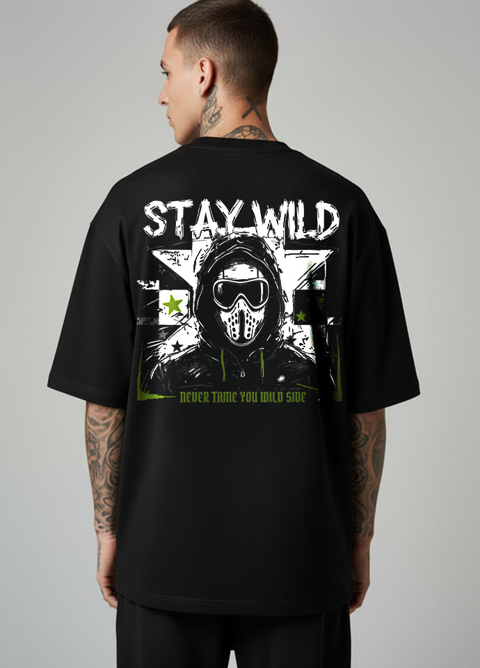 Tricou Oversize Negru – Stay Wild