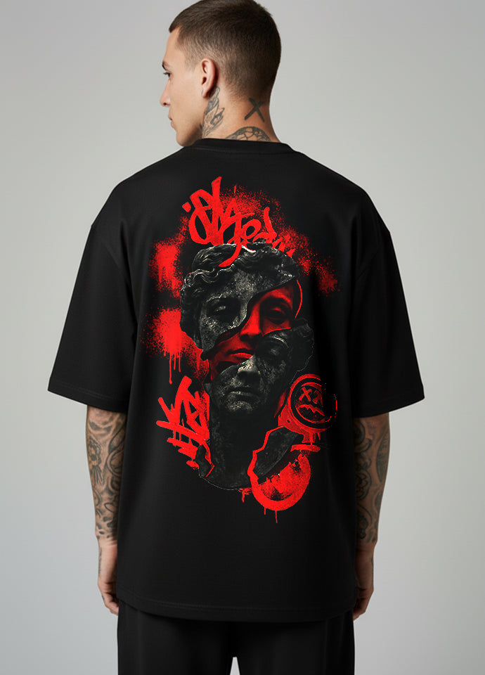 Tricou Urban Oversize – Graffiti “Broken Statue”
